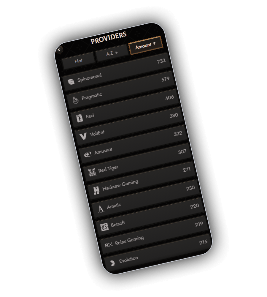 The Crusado Casino providers page listing the fourteen studios that supply the lobby