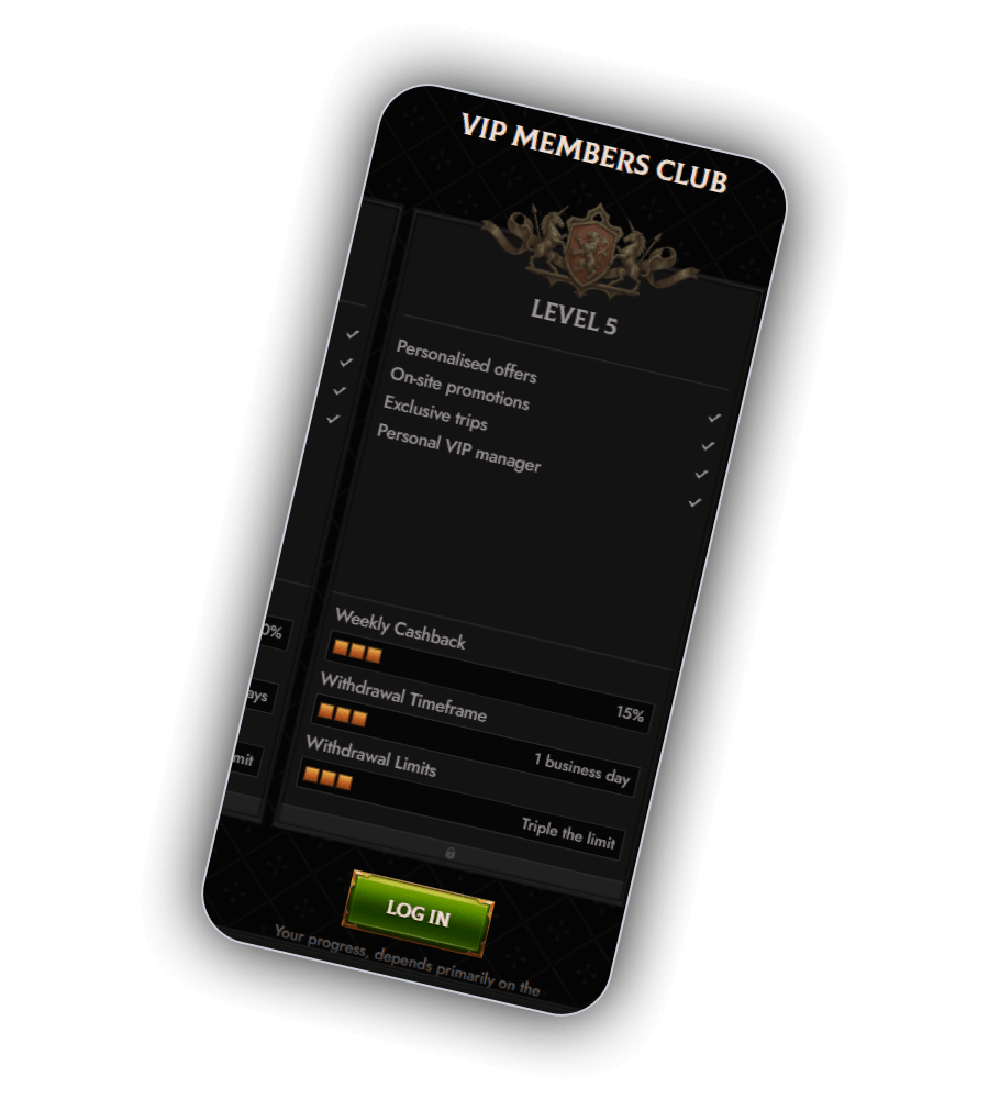 The Crusado Casino VIP page showing how cashback wagering drops as levels climb